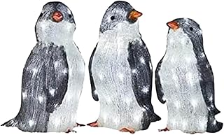Youehsent Light-up Penguin Christmas Decoration - Penguin 3-piece Set,PVC Penguin Lawn Christmas Ornaments with LED Mini Lights,Penguin Animal Garden Stakes for Ground Lawn Outdoor Decor (L)