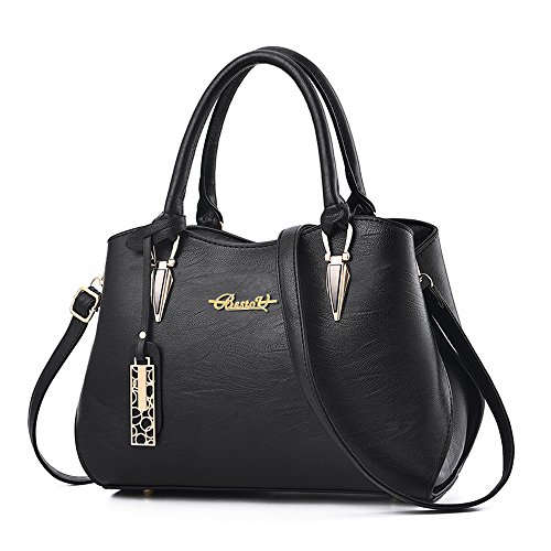 BestoU Damen Handtasche Schwarz Leder groß Damen Schultertasche...