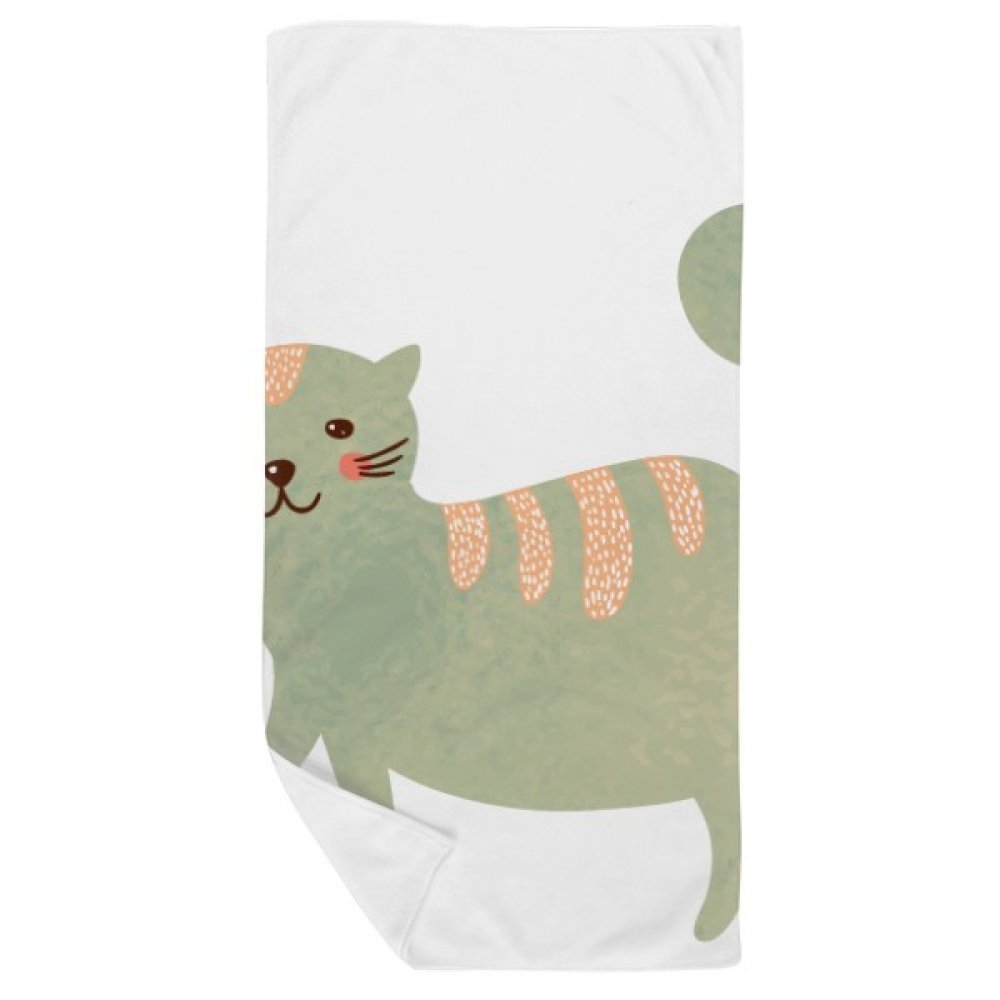 Serviette de bain chat cyan aquarelle 35x70cm en microfibre douce pour la douche