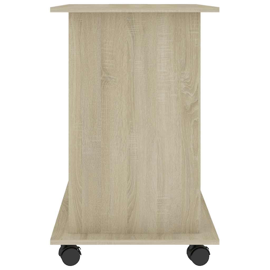 Biurko dąb Sonoma 80 x 50 x 75 cm, materiał drewnopochodny z półką na klawiaturę, regał, rolki, miejsce do przechowywania do domowego biura, pokoju młodzieżowego, komputera, laptopa, gier i