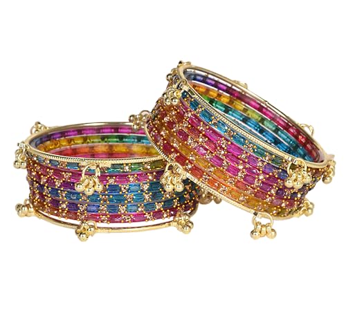 Image of AGPTEK Kashmiri Ghungroo Raindrop Bangles Combo Set | for Women and Girls|Set of 16 Pcs