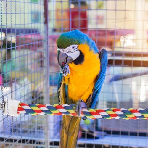 Image of iplusmile Bird Rope Perch 31.5 Inch Length Colorful Cotton Bendable Rope Perches for Parrots, Cockatiels, Parakeets, Budgie Cages Comfy Birds Colorful (Pack of 2)