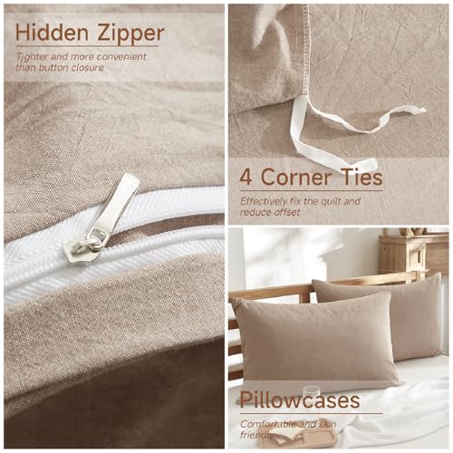 Housse de couette lin et coton bio taupe pour lit King Size - 6