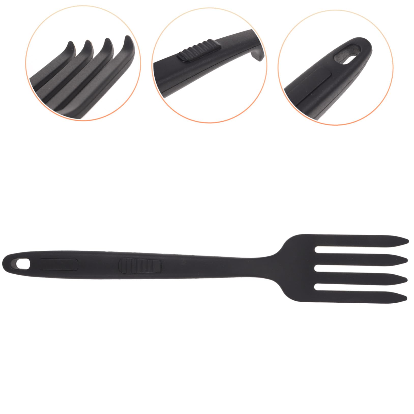 Tenedor de Silicona Negro para Pasta Diseño Simple y Cómodo de Sostener, Adecuado para Familias y Restaurantes, Resistente Riesgo de Quemaduras