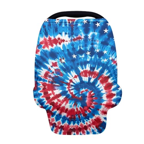 Belidome 4th of July Breastfeeding Cover Patriotic Red White and Blue Nursing Cover Up for Breastfeeding Breathable Infants Stroller Canopy
