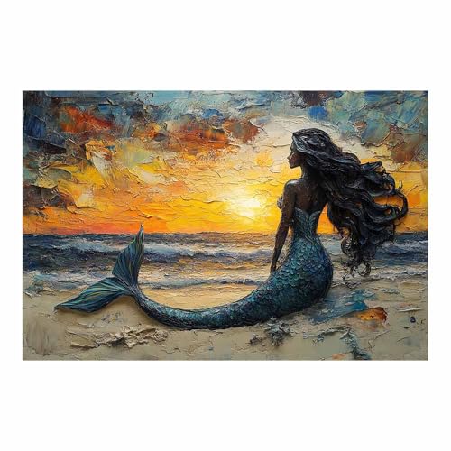 Poster vintage Renaissance sirène bleue TERUEA 70x100cm pour salon