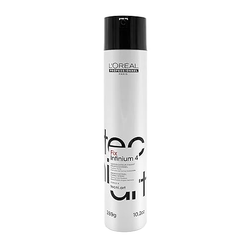 L'Oreal Professionnel Infinium 4 - Laca para el cabello de fijación fuerte, para todo tipo de cabello, proporciona una sensación y brillo naturales,