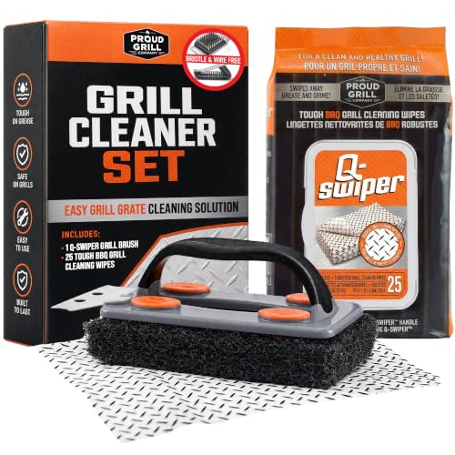 Proud Grill Q-Swiper BBQ Cleaner Set with Brush & Wipes