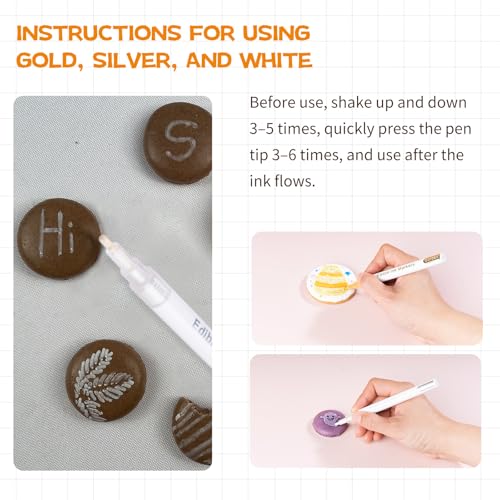 Image of KORNNAC 15pcs Food Coloring Edible Markers for Cake Decorating With 13 rich colors white gold silver red green organic pink blue purple brown yellow black