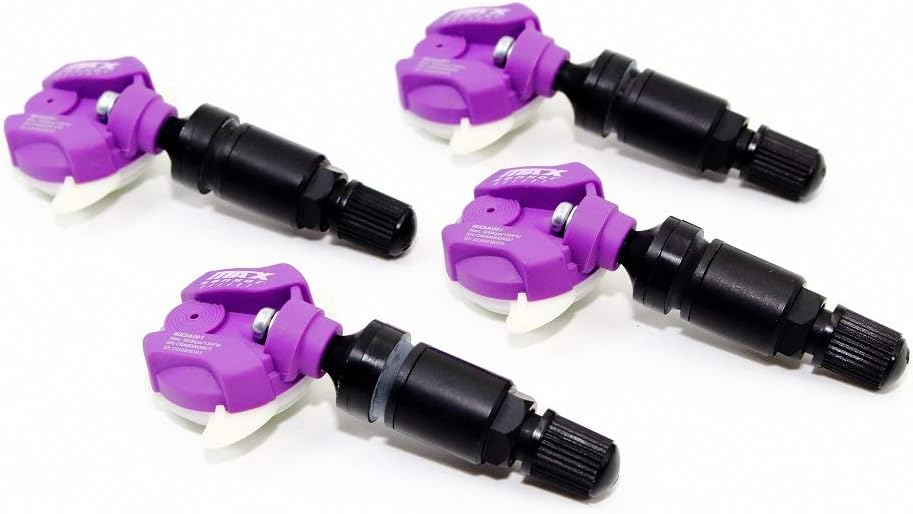 Max Sensor Set of 4 MXSA001 TPMS 433mhz Tire Pressure for Infiniti QX80 Nissan Titan Replaces 40700EZ00A 407006WY0B w/Matte Black Aluminum Valve Stems