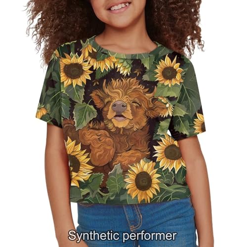 Image of 4th of July Shirt for Girls 7-8 Years US Flag Crop Tops Kids Outfit Independent Day Graphic Tee-