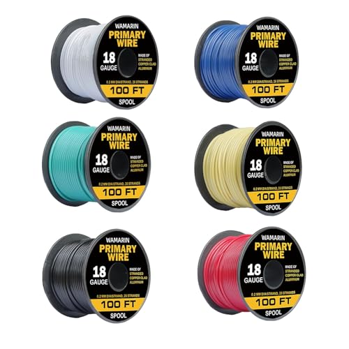 Wamarin 18 Gauge Wire Combo CCA 6 Colors 100ft Rolls (600ft Total)