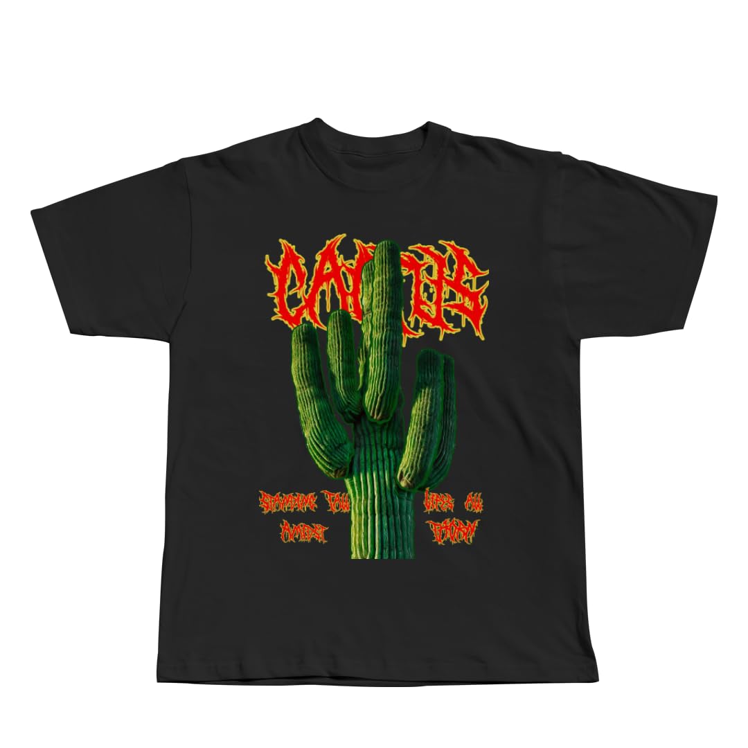 INDIE APES Cactus Streetstyle Graphic Printed Cotton Tshirt Round Neck Half Sleeve Cotton Regular Fit T-Shirt
