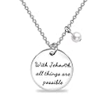 MAOFAED Christian Necklace, Baptism Gift for Her, Faith Jewelry, Bible Verse Quote, Church Merch
