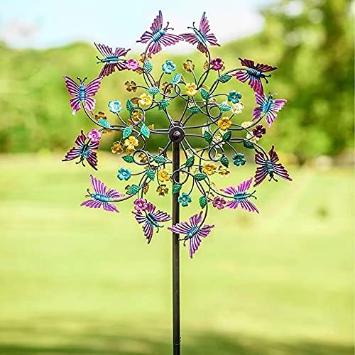 Vivpro Outdoor Windmill Decoration,Wheel Spinner,Colorful Pink And Purple Butterfly Metal Wind Spinner Garden Outdoor Decoration, Multicolor #TOP2