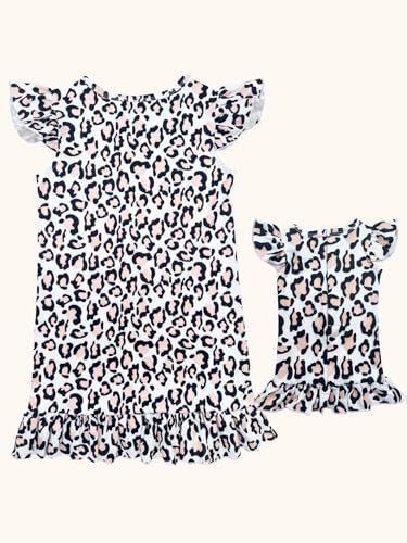 Bow Dream Girl Dress and Matching American Girl Doll Clothes for Girls Leopard Cat2