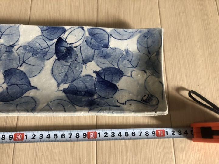 Extra Large Long Plate, Approx. 28.3 inches (72 cm), Restaurant, 1 Piece Item, Kutani Grilled 24 Inches, Old Dyed Camellia, Square Long Plate