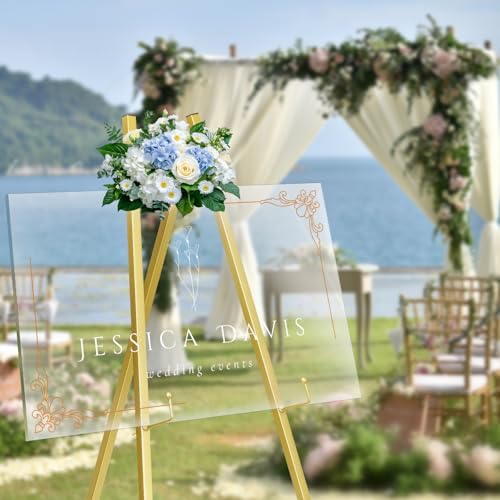 GRENTY 2 Pack Gold Easel Stand for Wedding Signs – No Assembly Needed, Heavy Duty Metal Display Stand for Art, Welcome Signs, Posters, Pictures, Paintings, and Floor Décor