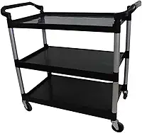 Carro Bandeja Triplex 3 Andares Multifuncional Preto Nobre – Suporta até 150kg, Ideal para Organização e Transporte