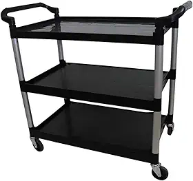 Carro Bandeja Triplex 3 Andares Multifuncional Preto Nobre – Suporta até 150kg, Ideal para Organização e Transporte