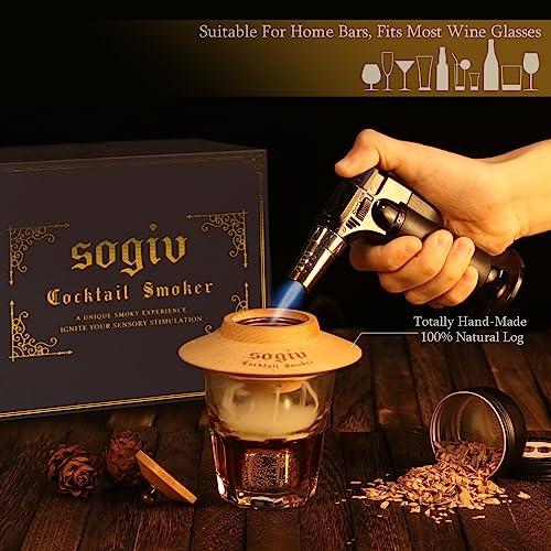 Sogiv KC01 Cocktail Smoker Kit With Torch, Whiskey Smoker Kit, Old Fashioned Smoker Kit, 4 Flavors Wood Chips Bourbon Smoker Kit, Birthday Cocktail Smoker Infuser Kit Gifts thumb #2