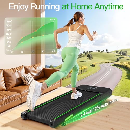 Image of Akluer Walking Pad with 12% Auto Incline, Under Desk Treadmills for Home