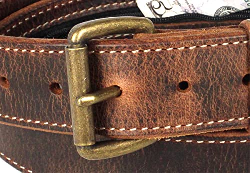 Money Belt, Hidden Zipper Pocket, Travel Security Belt, Full Gain Leather, Amish Made in USA2