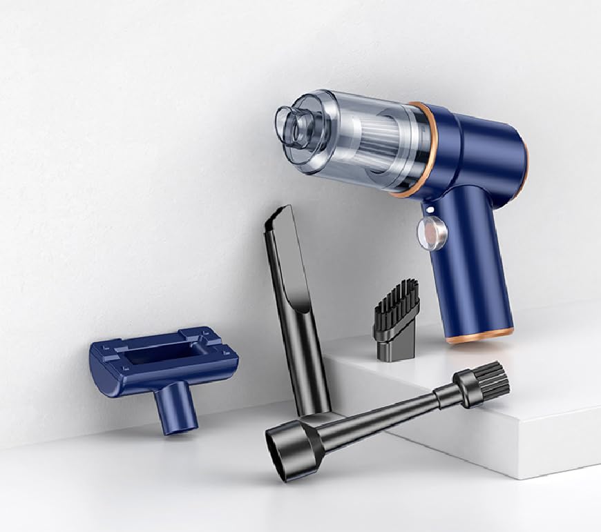 Beyond Basics Mini Car Vacuum Cleaner Suck and Blow Cordless - Portable Handheld Vacuum Cleaner Powerful Suction 2 in 1 Lightweight Hand Vacuum Cleaner for Car Home Office USB Rechargeable - Blue.