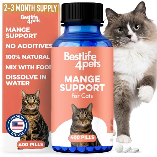 Mange Support for Cats, Natural Cat Itchy Skin, Paws and Ears Relief - Soothes Welts, Scabs, Red and...