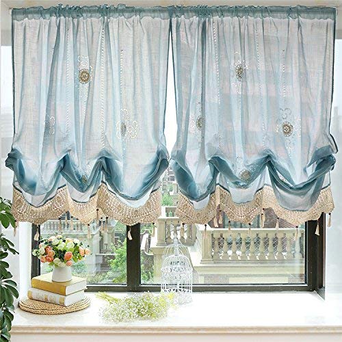 Abreeze Balloon Curtains Adjustable Tie-Up Curtain Living Room Bedroom Shade Curtains,Light Blue 1Panel #TOP6