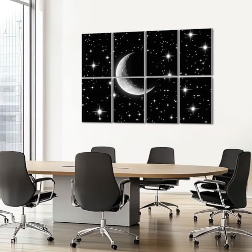 8 Paneles Acústicos Decorativos para Absorción de Sonido con Diseño Espacio Exterior Galaxia, Cielo Nocturno, Luna, Estrellas, Auto Adhesivos para Estudios de Grabación y Oficina 48"x32" miniatura 7