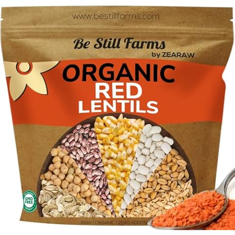 Organic Red Lentils Dry by Be Still Farms - Lentils Bulk (4.8lb) aka Masoor Dal - Ideal for Soup, Pasta, Pilof - High in Protein & Fiber | USDA Certified | USA Grown | Vegan | Non-GMO | Gluten Free Cover