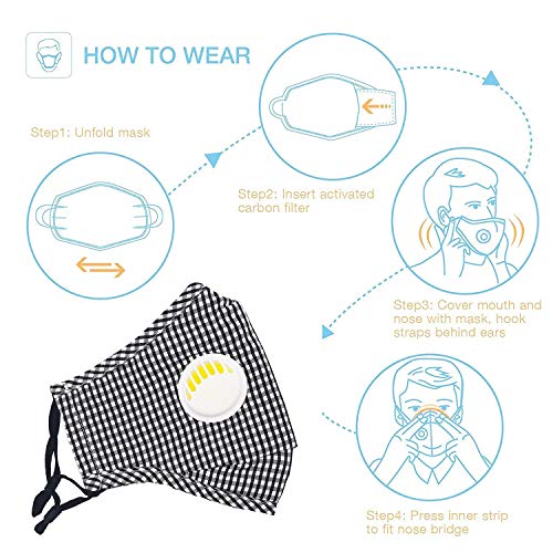 Image of VRITRAZ Print Reusable Washable PM 2.5 Anti Pollution Activated Carbon Dust Face Mask with Breathing Valve
