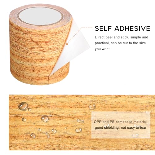 Image of ULTECHNOVO Wood Grain Repair Tape 2-Pack 2.24In X 15Ft Realistic Wood Grain Adhesive Tape for Floor Furniture Cabinet Repair and Home Renovation Easy Peel and Stick