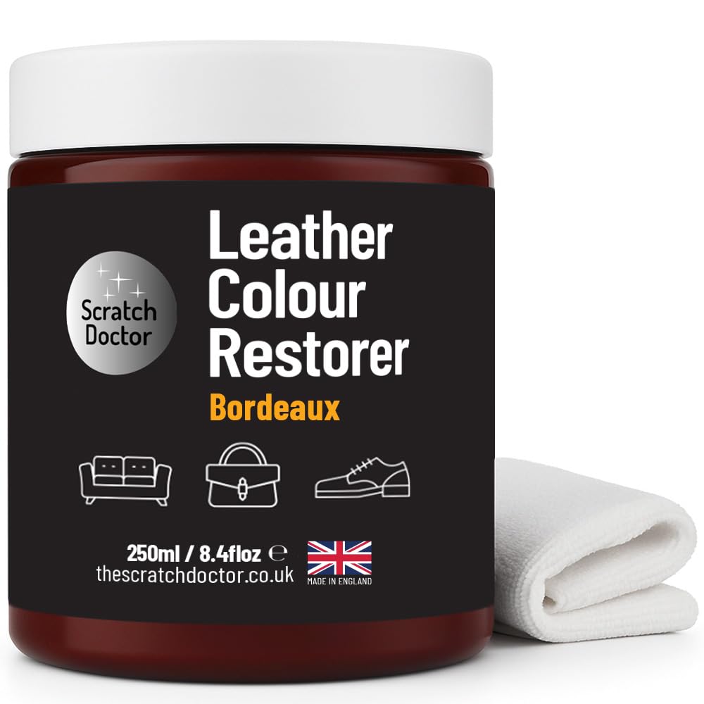The Scratch Doctor Bordeaux Leather Colour Restorer Recolouring Balm Repair Treatment For Faded & Worn Absorbent Leather Furniture, Sofas, Chairs (, 250Ml)
