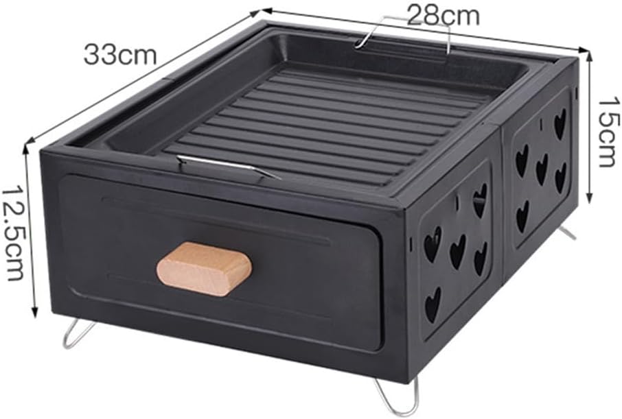 Portable Square Barbecue Grill with Heart Design, White Compact Outdoor Griller for Camping, Picnics, Backyard Ideal for Meats, Veggies, More