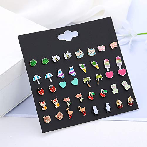 Newitin 40 Pairs Colorful Cute Stud Hypoallergenic Earrings Stainless Steel Earrings For Girls And Women #TOP1