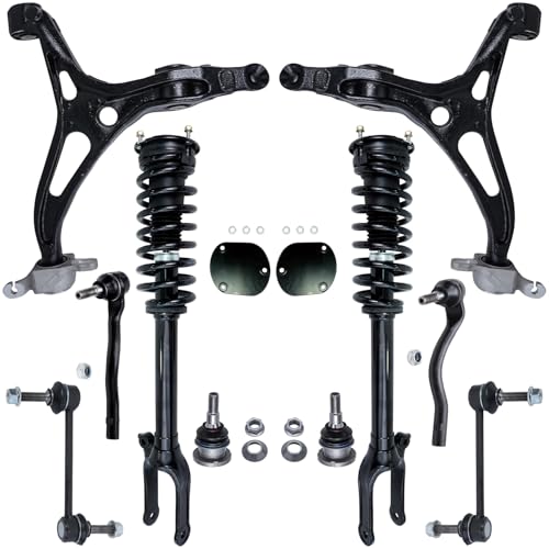 Image of Detroit Axle - Front Struts Kit for Mercedes-Benz GL320 GL350 GL450 ML320 ML350 ML450 ML500, 2 Struts Coil Spring 2 Outer Tie Rods 2 Sway Bars 2 Lower Ball Joints 2 Lower Control Arms Replacement