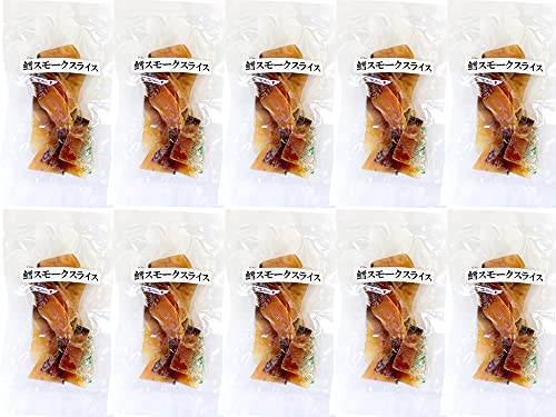 鱈スモークスライス25g×10袋(北海道産鱈使用)タラの珍味 乾物ちんみ(たらの燻製 くんせい鱈)おやつ お茶請け お酒のおつまみ(タラスモーク カット鱈)
