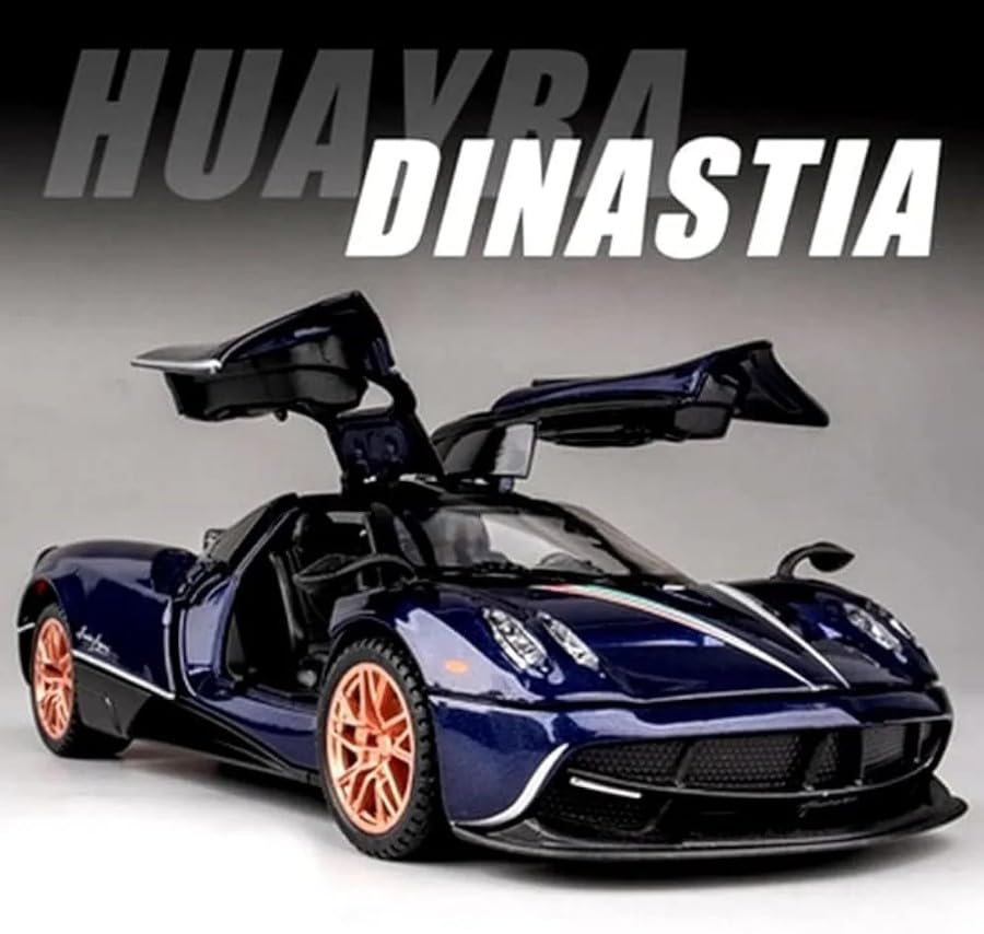 Image of 1:32 Scale Pagani Die-Cast Model Car - Alloy Metal Body Toy Car with Openable Doors, Pullback Action, Light & Sound Effects (Pagani Blue)
