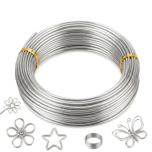 jwtyu 60m Basteldraht 1mm Draht zum Basteln Silber Aludraht Biegsamer Aluminiumdraht für Bastelarbeiten Skulpturen Kunsthandwerk Dekoration Schmuck Kränze Usw
