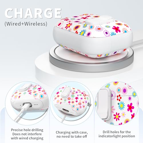 Image of for AirPods Pro 3 Case with Lock & Phone Stand,Cute Floral Pattern Style | PC & TPU Dual Layer Protective Cover with Keychain & Cleaner Pen for Apple AirPod Pro 3rd Generation Women (Cornflower)