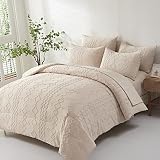 Khaki Tufted Comforter Set Queen with Sheets,7 Pieces Bed in a Bag Boho Comforter Shabby Chic Geomet