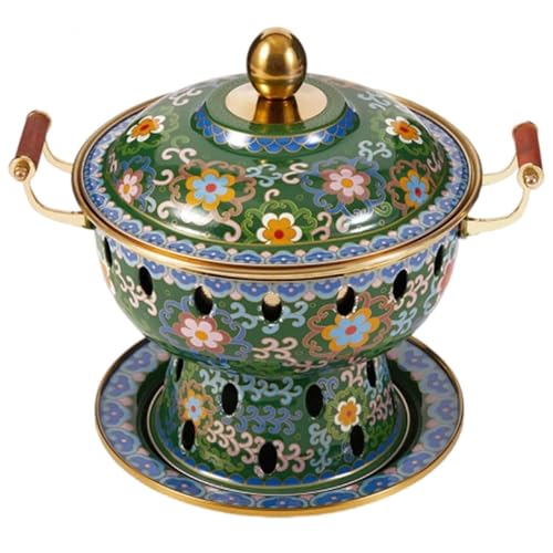UNYQBFKM Chinese Old Beijing Traditional Chafing Dishes Cloisonne Copper Hot Pot Single Person Small Hot Pot for Kitchen Catering Parties Hotels Dining,F