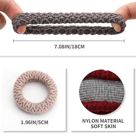Image of GITGRNTH Soft Cotton Hair Ties for Women - No Damage Elastic Hair Bands - Durable Rubber Band for Women - Ideal Ponytail Holders - Comfortable Hair Accessories - Gentle on All Hair Types - Perfect for Thick and Thin Hair - Scrunches for Women - Kids Hair Rubber Band