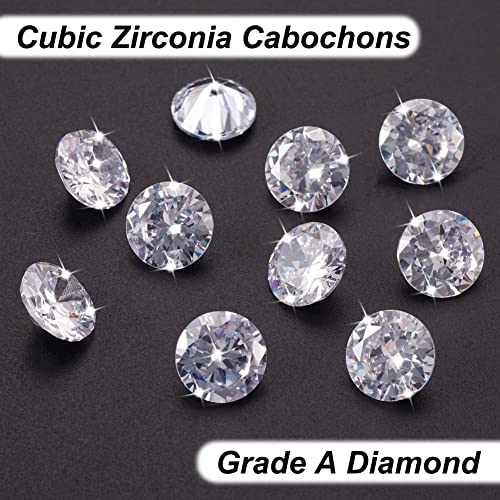 Craftdady 10pcs 10mm Cubic Zirconia Stone Clear Grade A CZ Rhinestone Faceted Cabochons Pointed Back for Jewelry Making Earrings Rings DIY Crafts - Image 4