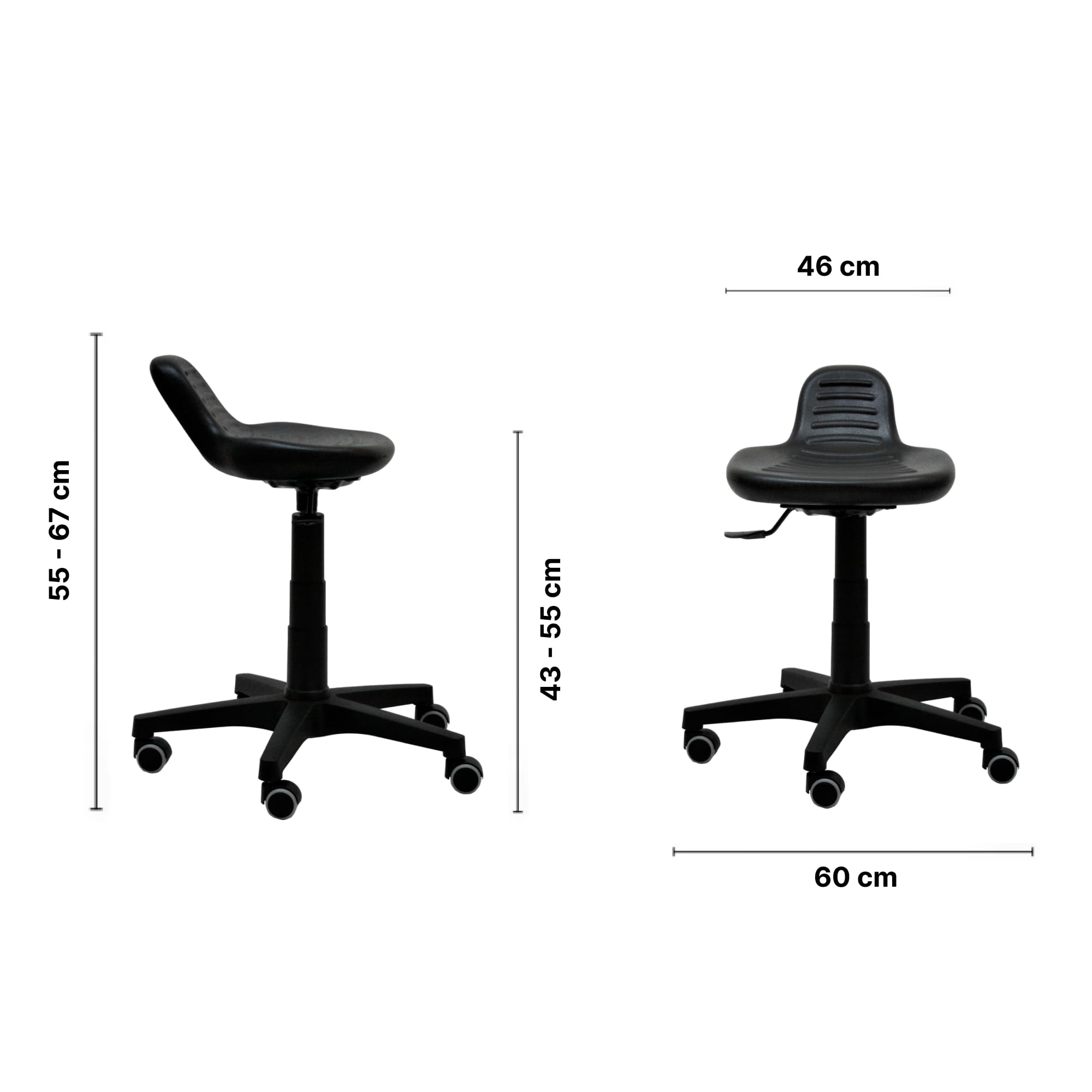Silla de Trabajo Mini Work de Poliuretano. Alto, con reposapies y Ruedas de Nylon (Base Negra)