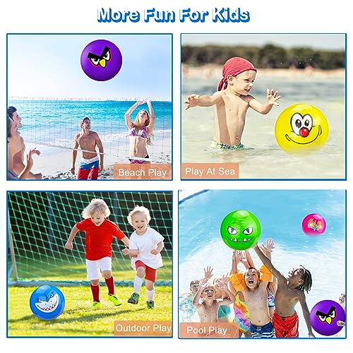 5 Stück Hüpfball Softbälle Kinder ab 2 3 4 Jahre, Gummiball für Kleinkinder (9, 22.9 cm), Strand Wasser Regenbogen Aufblasbarer Ball für Parks Garten Recreation Drinnen & Draußen Spiele