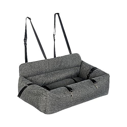 JISADER Seggiolino Auto per Cani, Cuccia Cane Comodo, Divano Imbottito Rimovibile, Lettino per Cani per la Maggior Parte delle Automobili, Camion, SUV, Lino Grigio