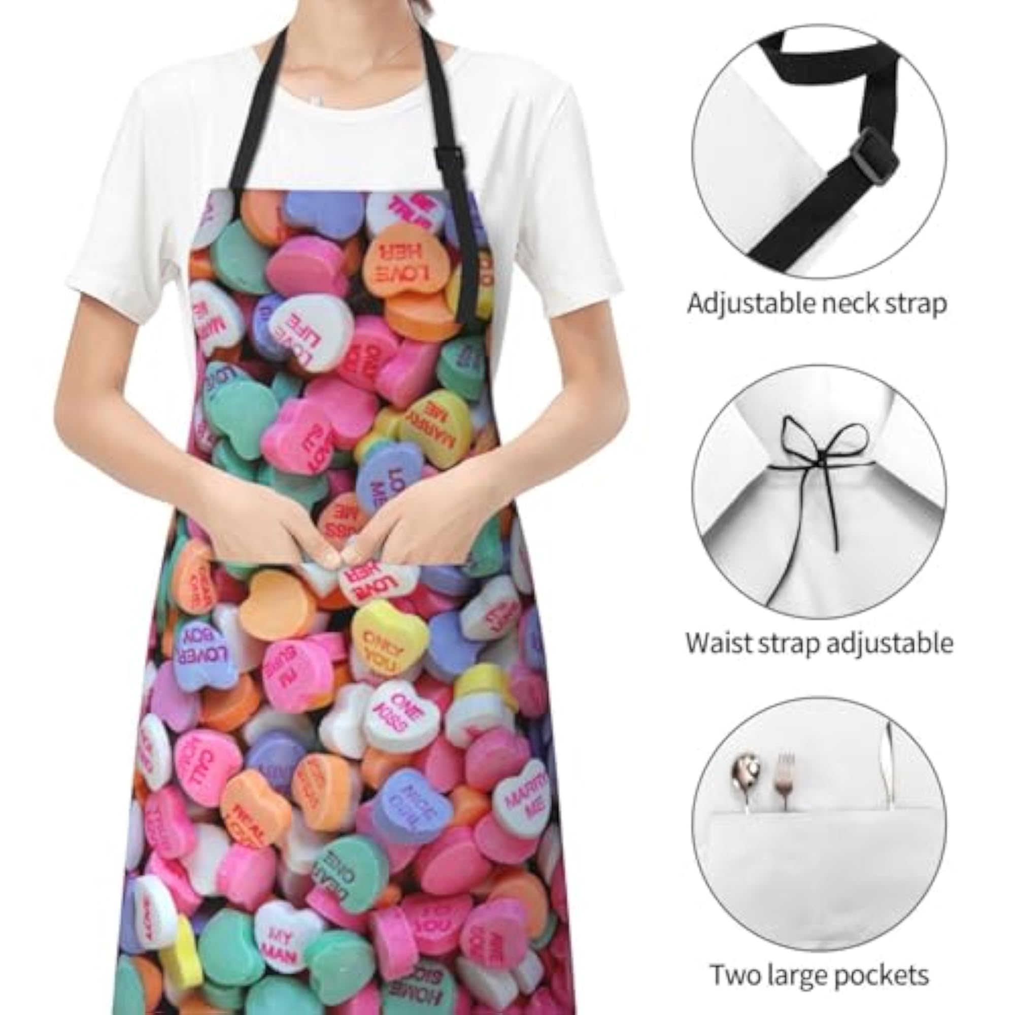 Red Heart Apron with Pockets